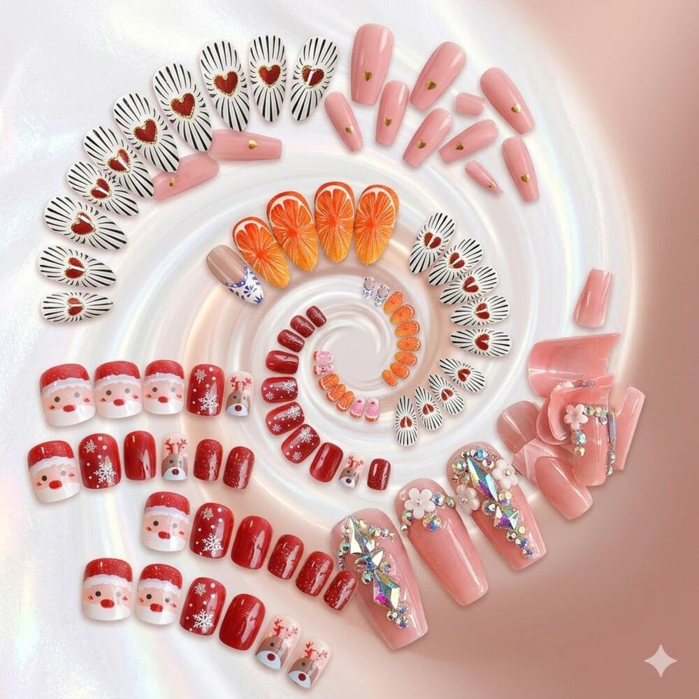 96pc Seasonal Press On Nails Mega Set Christmas Valentine's Summer Gems M2-X328